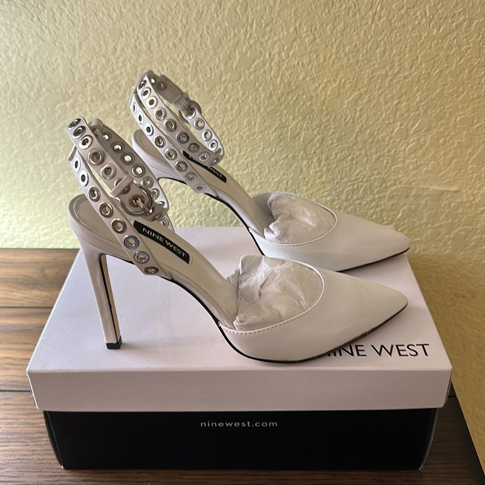 Nine West- White and Silver heels